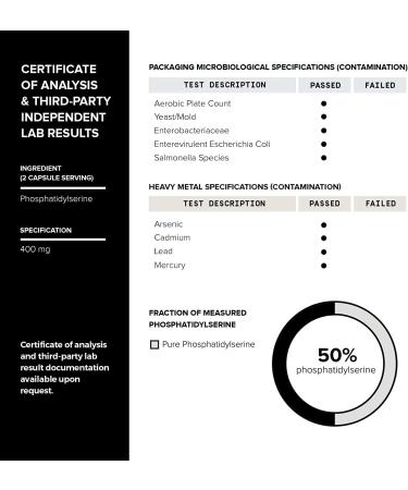 Toniiq Phosphatidylserine - 400mg Formula - World s First 50% Purity - Highest Purity in The US - Soy Free Phosphatidylserine Supplement - 90 Veggie Capsules - Buy Online on GoSupps.com