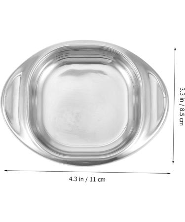 Milisten 1pc 304 Stainless Steel Saucer Painting Color Holder Salad Dressing Cruet Kitchenware Rack Stainless Steel Divided Plate Round Condiments Ramekins Soy Sauce Snack Dog Dessert Plate 11x8.5x1.5CM - Buy Online on GoSupps.com