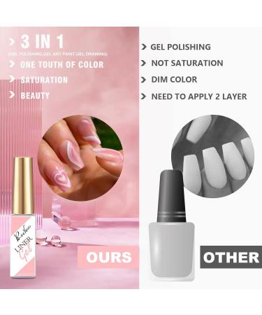Rechoo Liner Nail Gel Polish 10ML - 2pcs Pink Gel for French Manicure & Nail Art - Buy Online on GoSupps.com