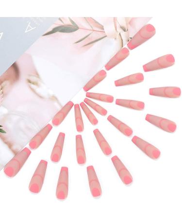 Coffin False Nails Press on Nails French Long Fake Nails Ballerina Acrylic Stick on Nails 24pcs for Women and Girls (Color : Pink Size : P) - Buy Online on GoSupps.com