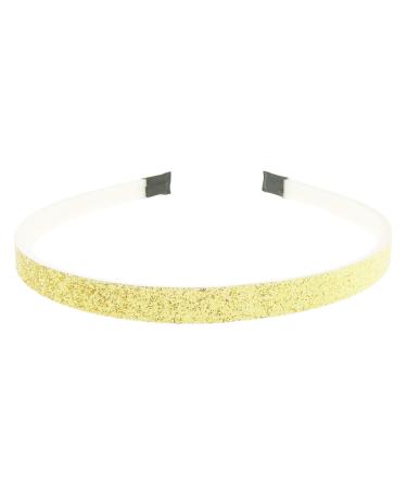 Girls Glitter Party Wedding Ribbon 1cm Covered White Headband Alice Band (Gold)