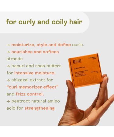 B.O.B BARS OVER BOTTLES Curl Defining Hair Mask | Ideal Ph Balance | Natural Vegan | Eco-friendly Sustainable | Waterless Zero Waste | Plastic Free | Moisturize and Define Curls - Buy Online on GoSupps.com