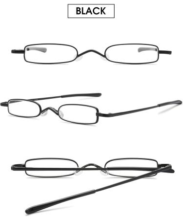 Vevesmundo Men's Narrow Metal Reading Glasses - Lightweight Mini Visual Aid with Case - Black 0.75x - Buy Online on GoSupps.com