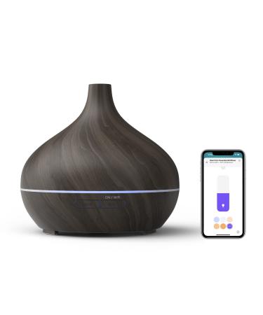 Meross Smart WiFi Essential Oil Diffuser Works with Apple HomeKit, Alexa & Google Home, Ultrasonic Aromatherapy Diffuser & Mist Humidifier with Voice & APP Remote Control, Schedule & Timer, RGB Light Dark Wood Grain