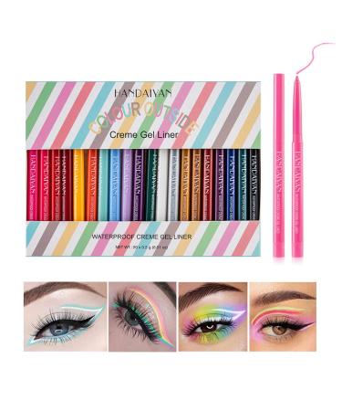 Luxsea Eye Liner Pencil Set 20 Colors Waterproof Matte Eyeliners Natural Long Lasting Eye Makeup Pencils Quick Dry Ultra Eyeliner Set 20 PCS Colored Eyeliners and Shadow Pencil Set for Women(Packs of 20)