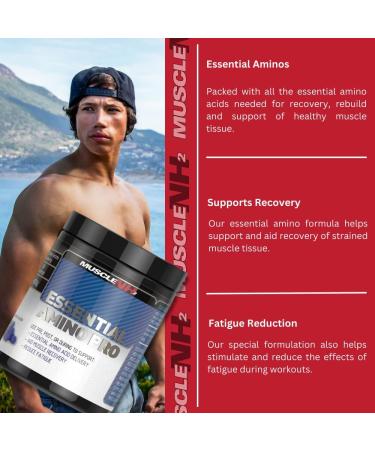 MUSCLENH2 Essential Amino Pro BCAA EAA Powder - Blue Raspberry 450g | Build Lean Muscle, Enhance Recovery - 30 Servings - Buy Online on GoSupps.com
