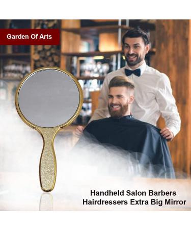 Garden of Arts Golden Handheld Salon Mirror with Large Grip Handle - Professional Hairdressers' Choice - Buy Online on GoSupps.com