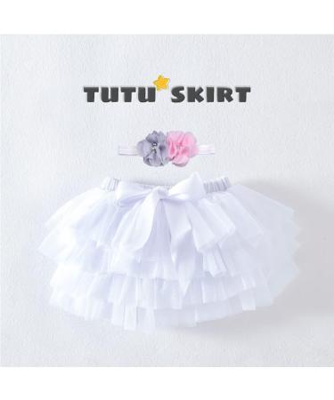 Precious PythJooh Newborn Baby Girl Tutu Bloomers Set | Ruffle Pettiskirt & Headband | Nappy Cover & Photo Props | 0-2Years | 6-12 Months | White - Buy Online on GoSupps.com