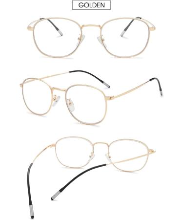 Vevesmundo Blue Light Filter Reading Glasses - Retro Metal Design for Men & Women Anti-Blue Light Visual Aid Gold 2.0x Magnification - Buy Online on GoSupps.com