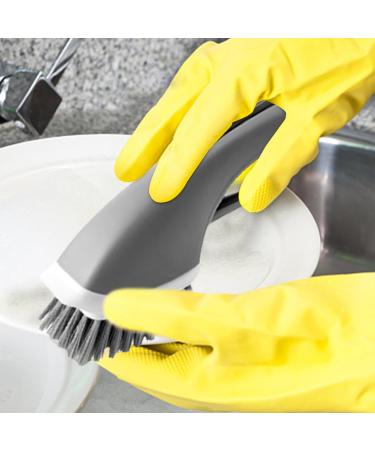 Fovolat Kitchen Cleaning Brush | Long Handle Soap Dispensing Automatic Cleaning Scrubber Add Detergent Reused Sink Cleaning Kitchen Cleaning Tools for Pan Grey - Buy Online on GoSupps.com