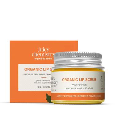 Juicy Chemistry Blood Orange & Rosehip Lip Scrub 10 g | Gentle Exfoliating Scrub For Dark Lips & Pigmentation | Organic Lip Exfoliator For Soft Smooth Supple And Luscious Lips
