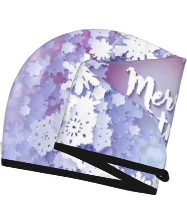 Round Snow Merry Christmas Hair Towel - Super Absorbent Microfiber Wrap for Women | Quick Dry Coral Velvet Cap for Long Curly & Thick Hair - Buy Online on GoSupps.com