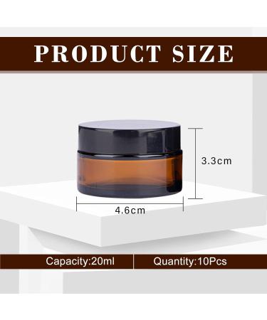 SUQURTOM 10-Pack 20ml Amber Glass Cosmetic Containers - Refillable Bottles for Creams Lotions & Essential Oils - Buy Online on GoSupps.com