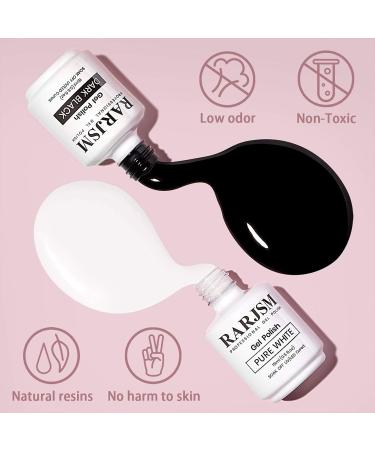RARJSM Black and White Gel Nail Polish 15ml - Soak Off, UV LED Curing, Salon Quality, 2pcs Set - Buy Online on GoSupps.com