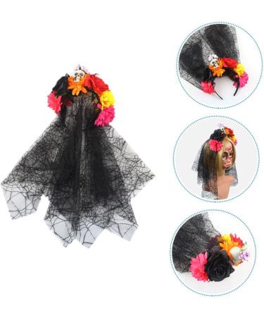 Didiseaon Spider Yarn Button Rose Flower Halloween Veil Headband Day of The Dead Veil Skull Flower Hair Band Bridal Hair Clip Black Outfit Festival Headband Cosplay Fabric Flowers Bride - Buy Online on GoSupps.com
