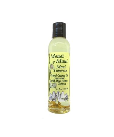 Monoi of Maui Tuberose Flower Natural Coconut Oil for Skin Hair Tanning and Massage