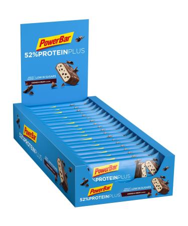Powerbar - 52% Protein Plus - Cookies&Cream - 20x50g - High Protein Low Sugar Bar Cookies & Cream 20 pieces (1 pack)