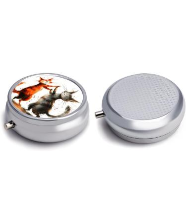Portable 3-Compartment Pill Box with Dancing Cats - Travel-Friendly Medicine Organizer for Purses & Pockets - Buy Online on GoSupps.com
