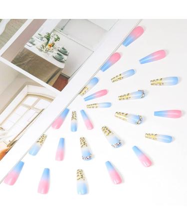 Brishow Ballerina Acrylic False Nails - 24 Long Crystal Press-On Coffin Nails for Women & Girls | International Shipping - Buy Online on GoSupps.com