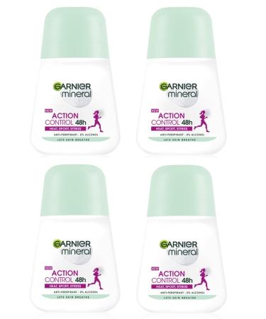 (Pack of 4) Garnier Mineral Action Control Anti-perspirant Roll On for Women 4x50ml