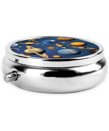 Portable Solar System Planets Metal Pill Box - 3 Compartment Travel Organizer for Small Pills - Hinged Design - Perfect for On-the-Go - Buy Online on GoSupps.com