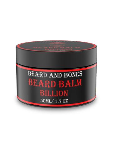50ml Beard Balm For Men - Beard and Bones Beard Conditioner with Shea Butter Jojoba Oil Almond Oil | Nourishing Beard Moisturiser for Coarse Hair | Choice of 6 Scents (Billion)