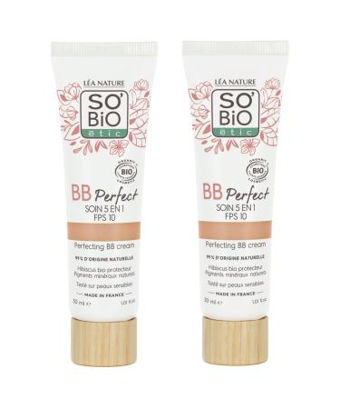 So'Bio tic L a Nature Organic Organic BB Cream 5-in-1 Certified Organic - Perfect | Clear | Moisturises - Unifies - Smooth - Protects the Skin | Organic Hybiscus Hydrolat | SPF 10 | Vegan | Made in France | Pack