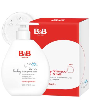 Medience B&B Shampoo & Bath   Baby 2 in 1 Shampoo and Wash with Jojoba Oil & Coconut Derived Cleansing Agent   Hair  Face and Body Cleanser - Hypoallergenic Formula for Sensitive Skin  6.76 fl.oz.