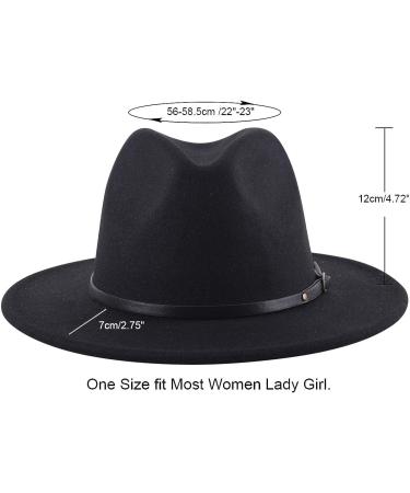 Lanzom Women's Wide Brim Floppy Panama Fedora Hat - Black, One Size - Buy Online on GoSupps.com