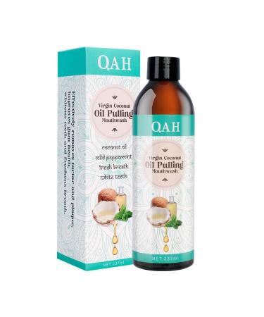 Coconut Oil Pulling for Teeth Therapy 100% Natural Virgin Coconut Oil and Mint Essential Oil Helps Fresh Breath Teeth Whitening Oral Care Gum Health Coconut & Peppermint Mouthwash