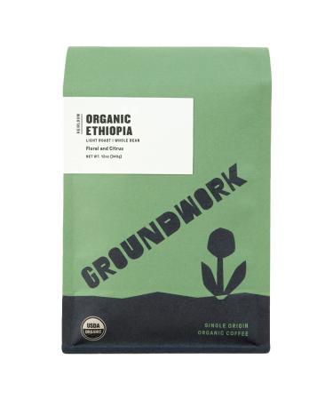 Groundwork Organic Single Origin Whole Bean Medium Roast Coffee, Ethiopia, 12 oz Ethiopia (Medium Roast) 12 Ounce (Pack of 1)