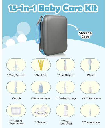 Lictin Baby Health Care Kit - 15PCS Newborn Grooming & Safety Nail Care Set in Blue - Buy Online on GoSupps.com