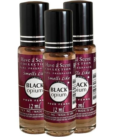 Body Oil Perfume Compatible with Blk Opium Scent Long-Lasting 12ml Roll-On (Pack of 3) BOPI
