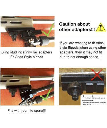 HUNTPAL Sling Stud Picatinny Rail Bipod Adapter | Aluminum 3 Slots 1913 Rail Mount with Anti-Slip Base - Buy Online on GoSupps.com
