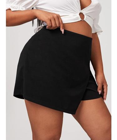 Floerns Women's Plus Size High Waisted Asymmetrical Skorts - XX-Large Black - Buy Online on GoSupps.com