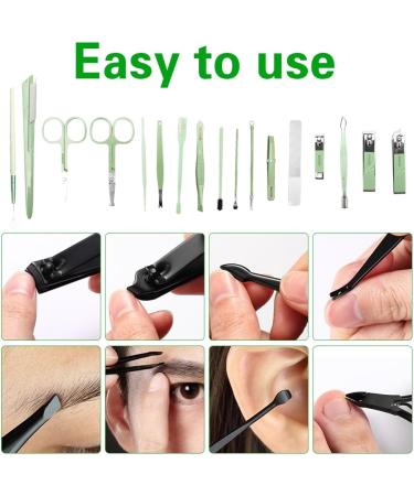 Manicure Set and Nail Clippers Set - 22-in-1 Premium Stainless Steel Beauty Tool Kit Perfect for Pedicure Home Office and Travel with Elegant Gift Box (Green) - Buy Online on GoSupps.com