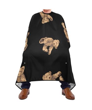 Waterproof Barber Cape -Brown Bear on Black Background Cheetah Haircut Bib for Men Unisex Hair Cutting Cape(8rp1a)