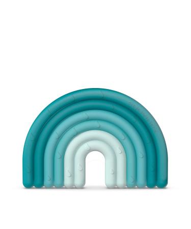 Suavinex silicone teether for babies + 0 months flexible lightweight rainbow design blue