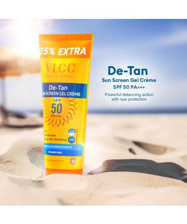 Buy VLCC De Tan SPF 50 PA+++ Sunscreen Gel Creme - 100gm | Best International Shipping & Protection from UV Rays - Buy Online on GoSupps.com