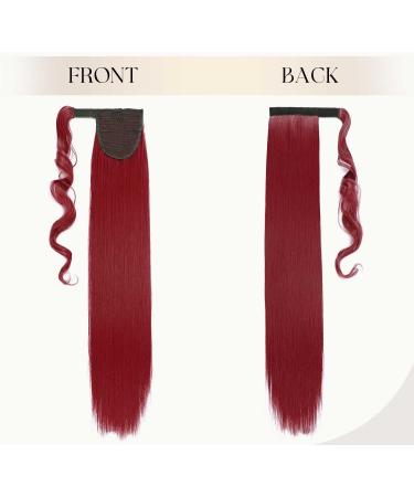 S-noilite 26" Clip in Hair Extensions Wrap Around Ponytail Long Straight Hairpiece Clip in Ponytail Hair Extension (26 inches Dark Red) - Buy Online on GoSupps.com