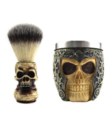 Beaupretty 1 Set Skull Beard Brush Badger Hair Beard Brush Shaving Tool Brush Beard Brush with Bowl Salon Brush Tool Shaving Brush for Men Beard Brush for Men Beard Brush Tool Beard brush bowl A