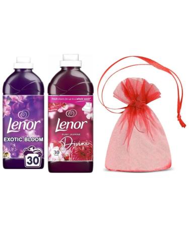 Lenor Fabric Conditioner Exotic Bloom Scent 30 Washes 1.05L + Lenor Fabric Conditioner Ruby Jasmine Scent 30 Washes 1.05L + Our Gift for You: Organza Bag Size 9x7x0.1cm - Buy Online on GoSupps.com