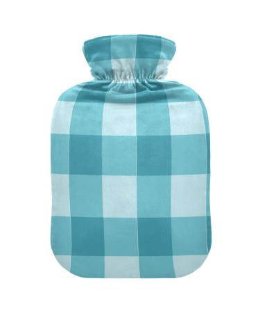Heat bottle with reference 1 l durable warm-up bag for hand feet shoulder and neck pain cramps heating press and heat therapy pattern made of blue checked texture buffalo caro