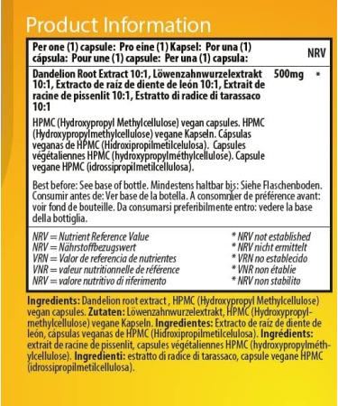 Dandelion Root Extract Capsules 500mg - 120 Capsules | Natural Liver Detox & Digestive Support - Buy Online on GoSupps.com