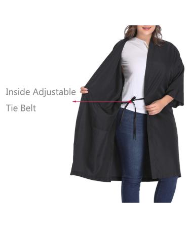 Kimono Style Salon Client Gown - 43 Inch Long (Black) | Hair Salon Smocks Capes - Buy Online on GoSupps.com