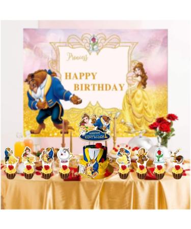 SKORDO 25pcs Beauty Party Decorations with 24pcs Beast Cupcake Toppers 1pcs Cake Topper for Belle Birthday Party Supplies - Buy Online on GoSupps.com