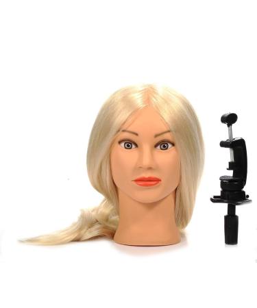 100% White Human Hair Professional Hairdresser Exercise Head | 65 cm Training Head with Holder for Cutting Curling Braiding - Buy Online on GoSupps.com