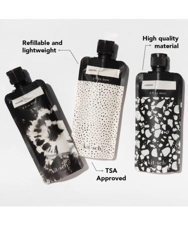 Kitsch Refillable Travel Bottles Set | Leak-Proof & TSA-Approved Toiletry Containers | 3oz Reusable Shampoo Bottles | Black & Ivory (3-Pack) - Buy Online on GoSupps.com