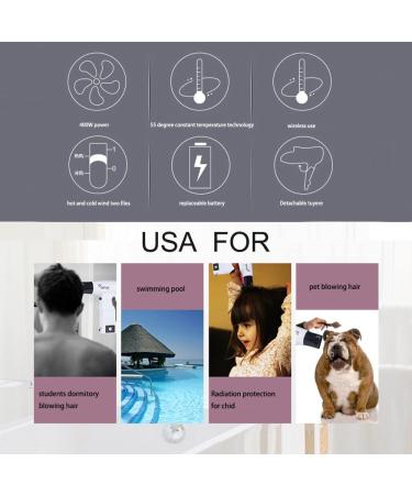 Cordless Hair Dryer - Hot & Cold Wind Blower for Home & Travel - USB Rechargeable Ideal for Swimming & Baby Skin Care - Buy Online on GoSupps.com