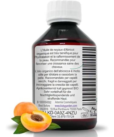 Apricot Kernel Oil Organic Cold Pressed Apricot Kernel Oil for Face Body & Hair Eye Contour Moisturizing - 100ml - Buy Online on GoSupps.com